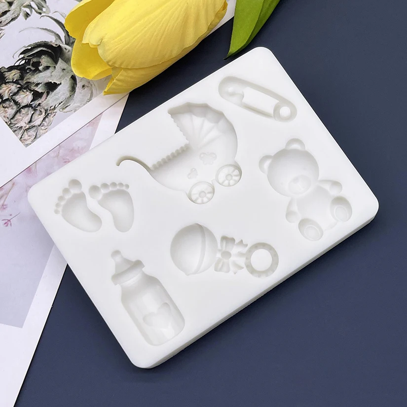 Baby Barriage Feeding Bottle Bear Silicone Sugarcraft Mold Cookie Cupcake Chocolate Baking Mold Fondant Cake Decorating Tools