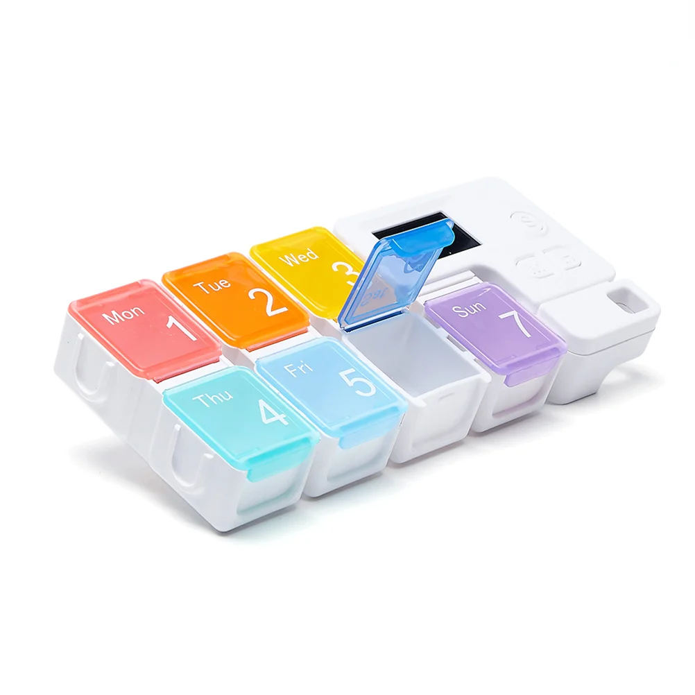 

1PC 7 Compartments Portable Combination Timing Remind Smart Medicine Case Without (Rainbow) containers