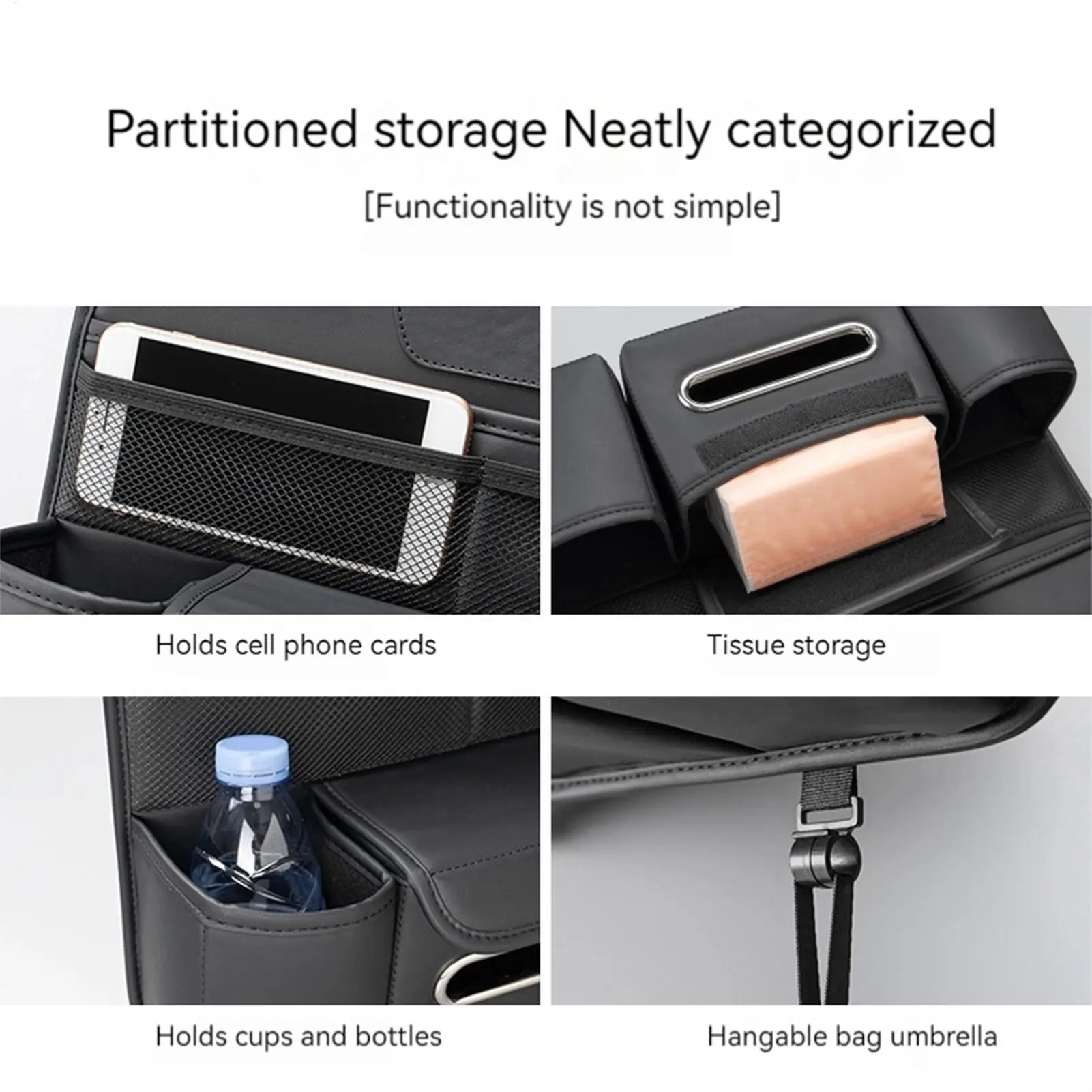 

Органайзер на спинку автомобильного сиденья, многофункциональный органайзер для салона автомобиля, держатель для напитков, коробка для салфеток для транспортных средств, внедорожников, автофургонов, грузовиков