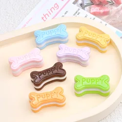 10pcs Shiny Cartoon Dog Bone Biscuits Resin Flatback Cabochon Scrapbooking Miniature Food Art Supply Decoration Charm Craft