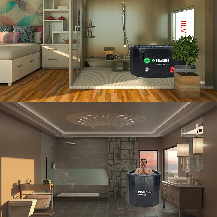 오벌 홈 피트니스 420리터 성인용 원형 배럴 PVC 스파 야외 욕조 냉수 치료 욕조 휴대용 아이스 배스 회복 포드