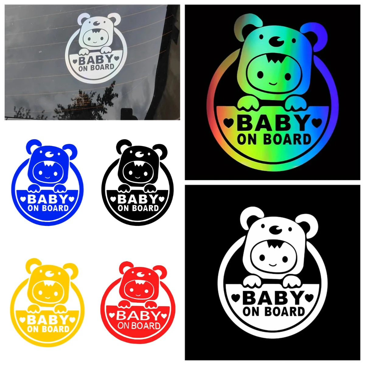​  Baby On Board Car Sticker Reflective Vinyl Decal for Car Window Durable PVC Safety Warning Family Child on Board Sign