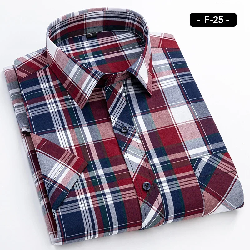 

Plaid Short Sleeve Shirts For Man Cotton Checked Colorful New Fashion Summer Young Boy Beach Clothing Confortable Casual Shirts