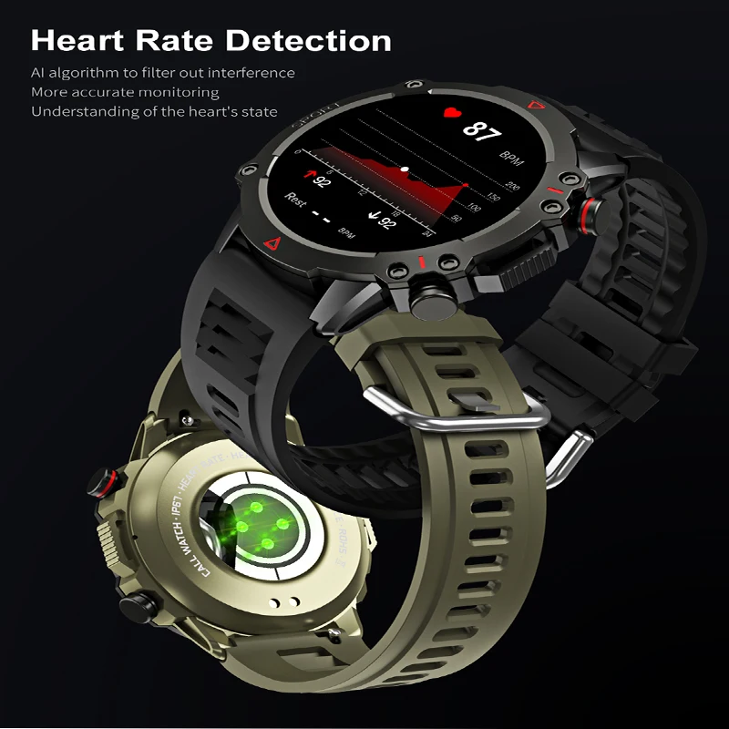 GEJIAN ساعة ذكية معدل ضربات القلب الأكسجين في الدم مراقبة ضغط الدم GPS مسار الحركة تتبع الرجال والنساء الساعات الذكية