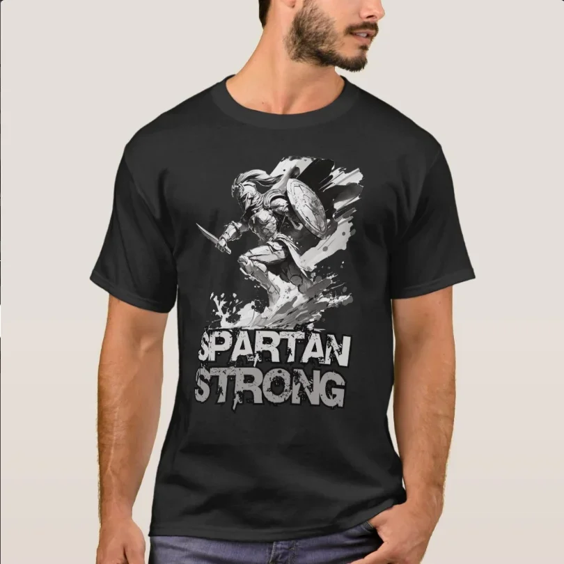 

Spartan Strong Sparta GYM Fitness Muscular Training T-Shirt 100% Cotton O-Neck Short Sleeve Casual Mens T-shirt Size S-3XL