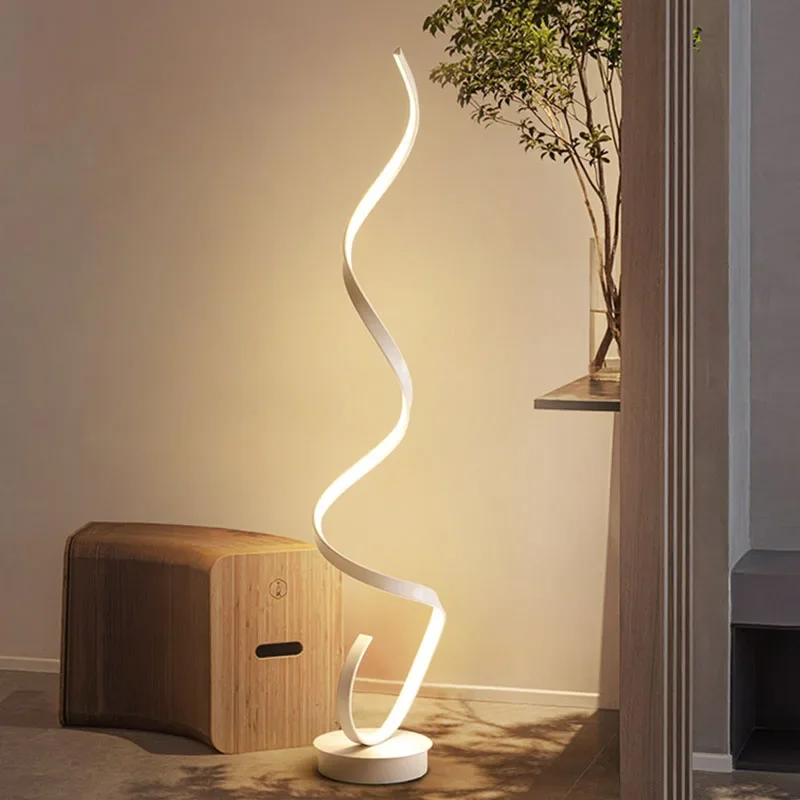 Imagem -02 - Modern Remote Control Led Floor Lamp Spiral Light For Living Room Bedroom Bedside Study Home Indoor Decorative Desk Lighting