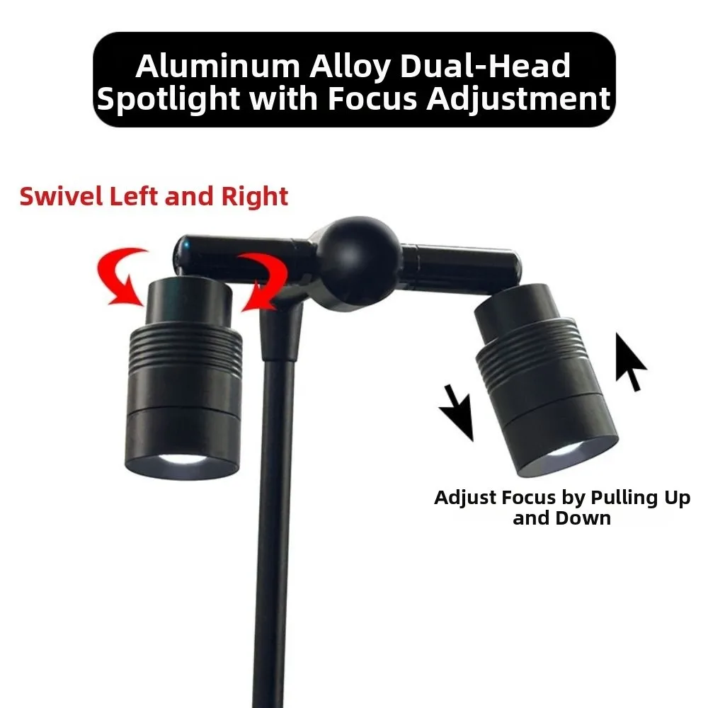 

Двуглавая мини-лампа для аквариума с клипсой, 6 Вт, вращающаяся лампа с зажимом для аквариума, водонепроницаемая энергосберегающая лампа с регулируемым фокусом