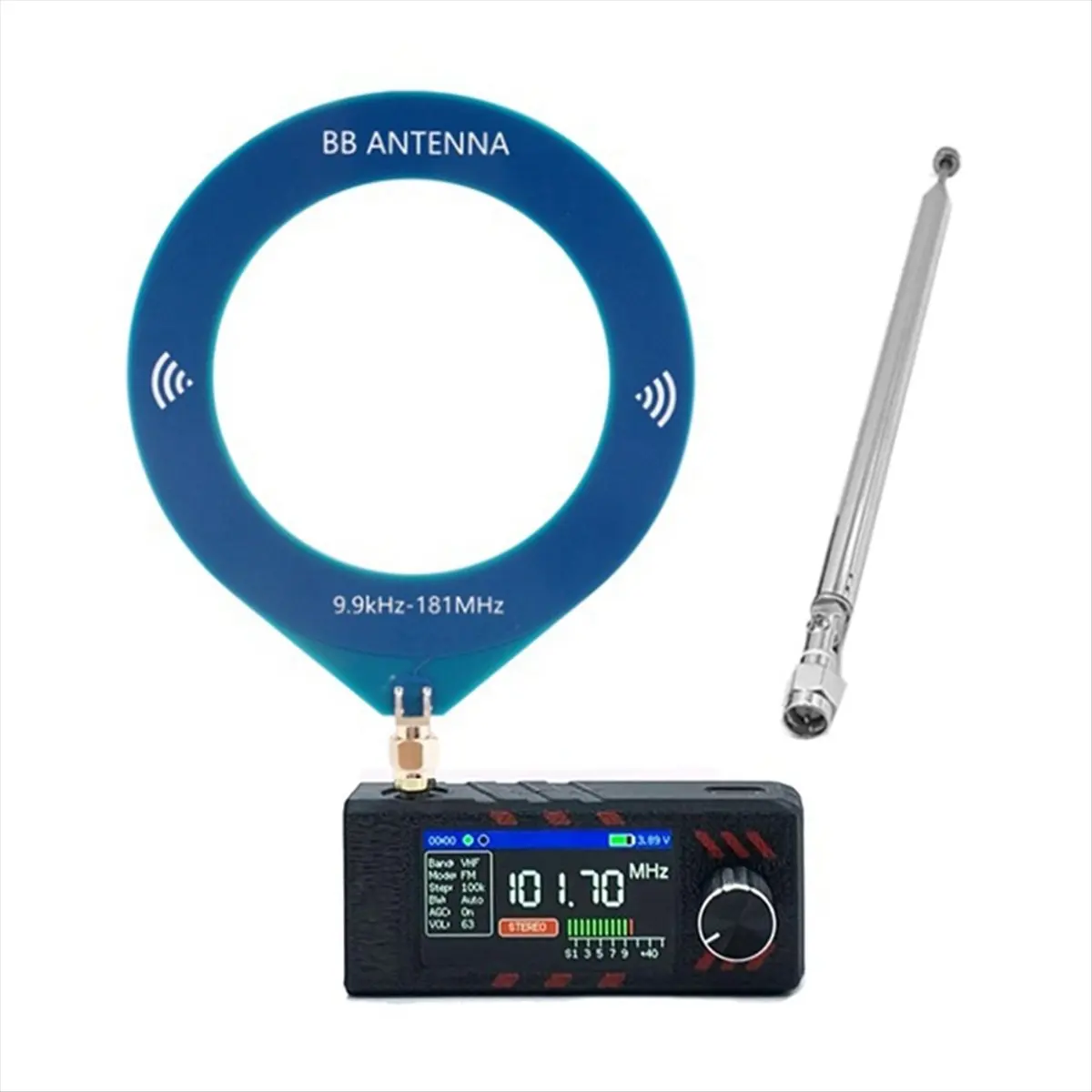 AC2103★♠◐SI4732 0.5-108MHz Portable Radio 1.9inch IPS Screen Pocket Mini Radio with 9.9KHz-181MHz Loop Antenna