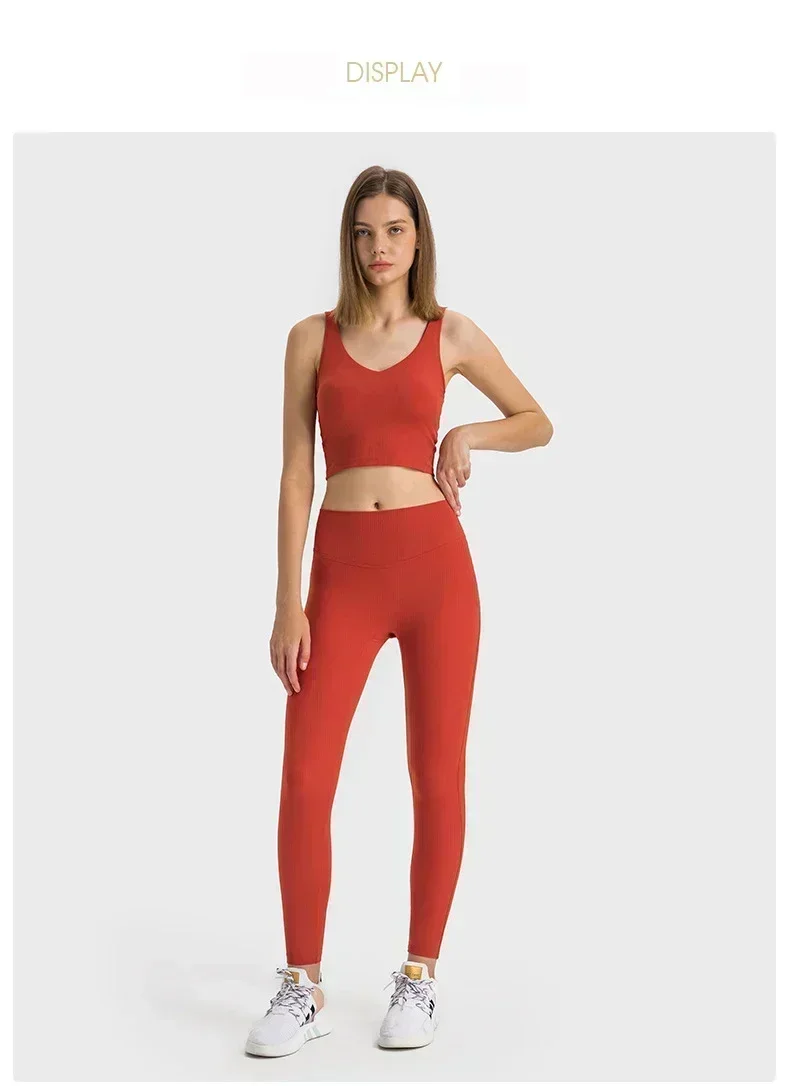 Lemon Align Women Ribbed Sports Pants Outdoor Jogging Yoga Gym High Waist Leggings Fitness Sport Tights Women's Clothing