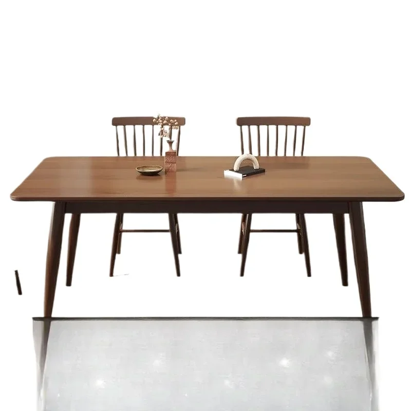 Nordic all-solid wood rectangular rubber wood table and chair combination, household living room