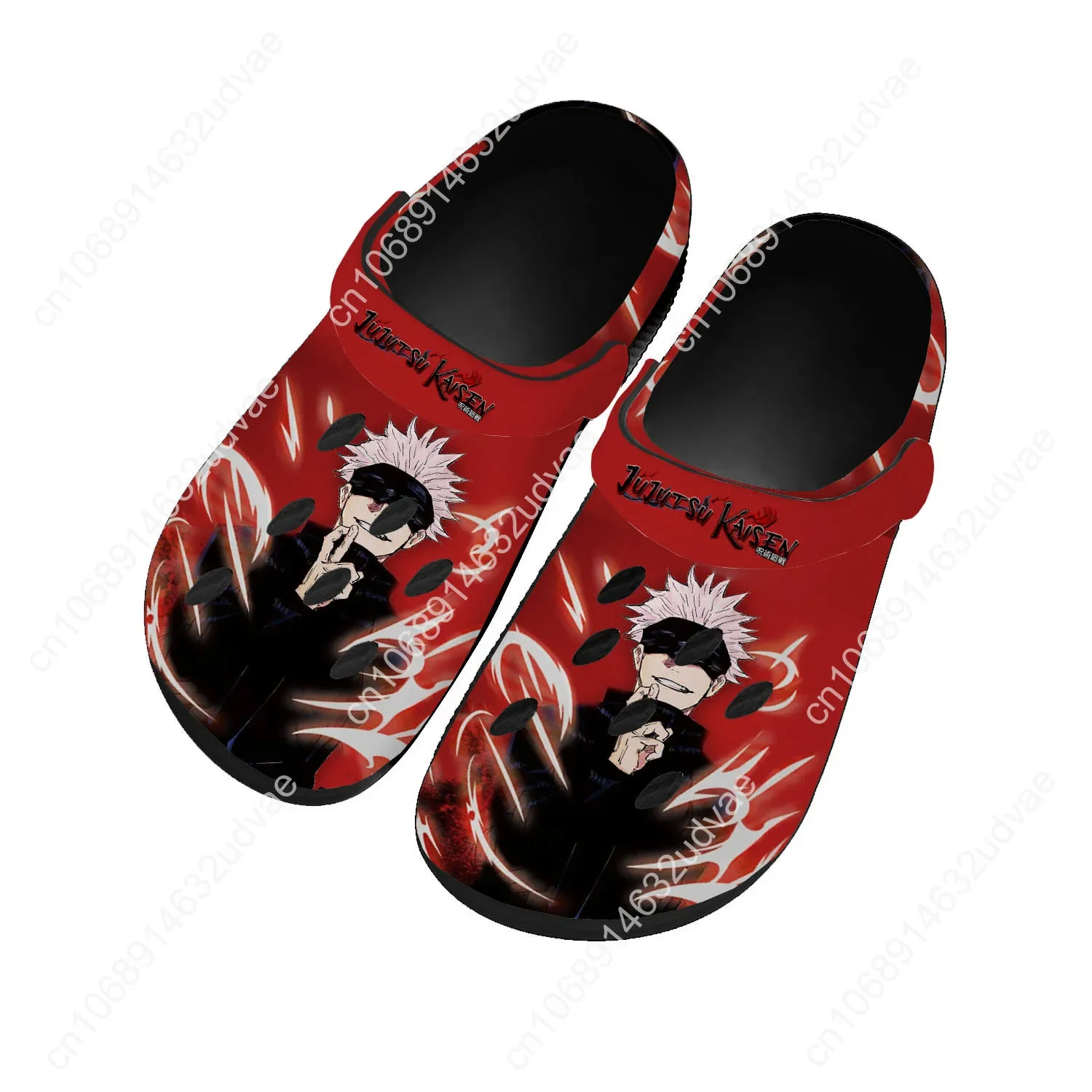 

J-Jujutsu K-Kaisen, домашние сандалии на заказ, женские подростковые сандалии Satoru Gojo, модная обувь для воды, садовые дышащие пляжные тапочки с отверстиями