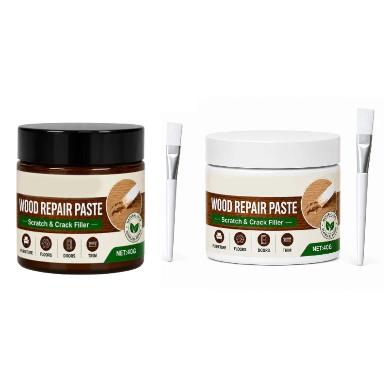 Repair Cream 40g Scratch Cover with Brush for Furniture Cabinets and Trim, Wear and Crack Concealer Use 87HA