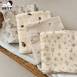 2Layer Blanket for Newborn Baby Floral Cotton Muslin Swaddle Thin Baby Summer Blanket Infant Toddler Baby Bath Towel100X100CM