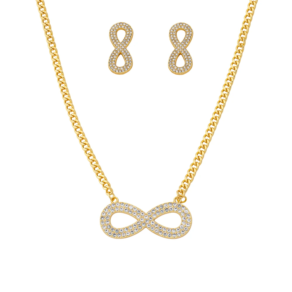 Infinite 8 Geometrisches Einfaches 2-teiliges Schmuckset Halskette & Ohrstecker Zirkonium Eleganter Damenschmuck Accessoires Geschenke – Detail 3