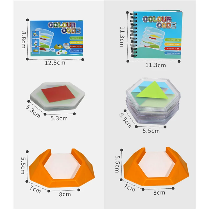 A63T-2X Giochi di codici a colori in età prescolare Puzzle logici per bambini Figura Cognizione Pensiero spaziale Apprendimento educativo(A)