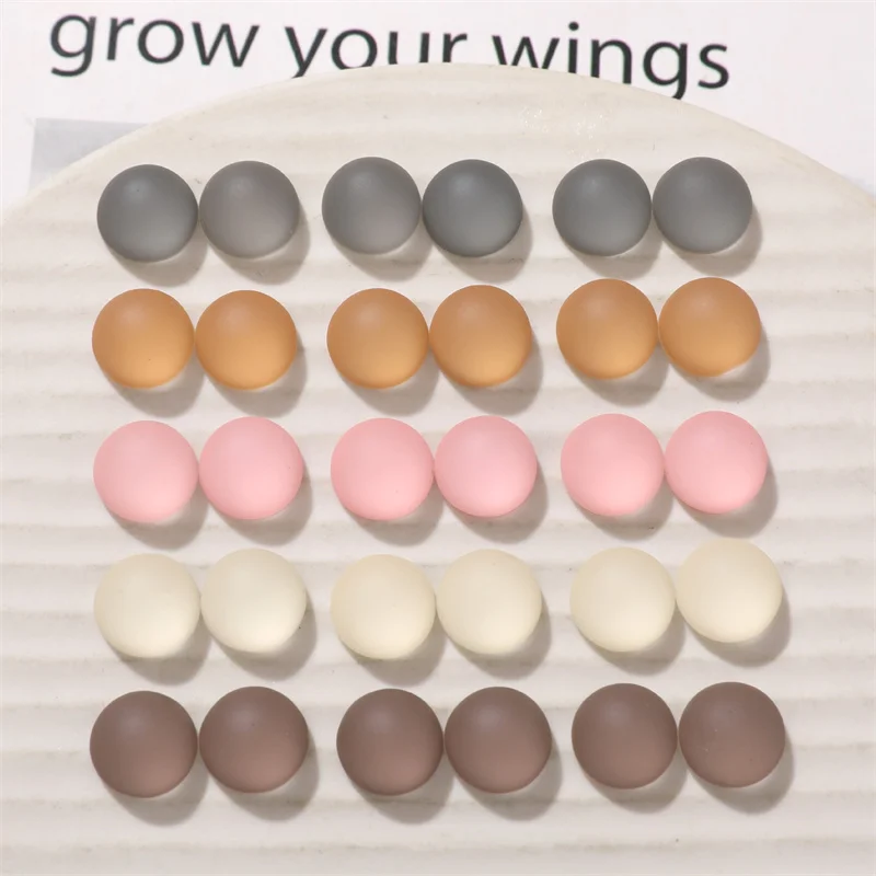2025Newest 100pcs/lot 12mm color Matte effect geometry rounds shape resin cabochon beads diy jewelry garment hair accessory