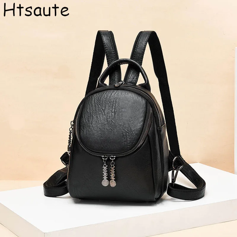 

Fashionable and Casual Solid Color PU Waterproof and Wear-resistant Large Capacity Women Backpacks for Commuting and Traveling