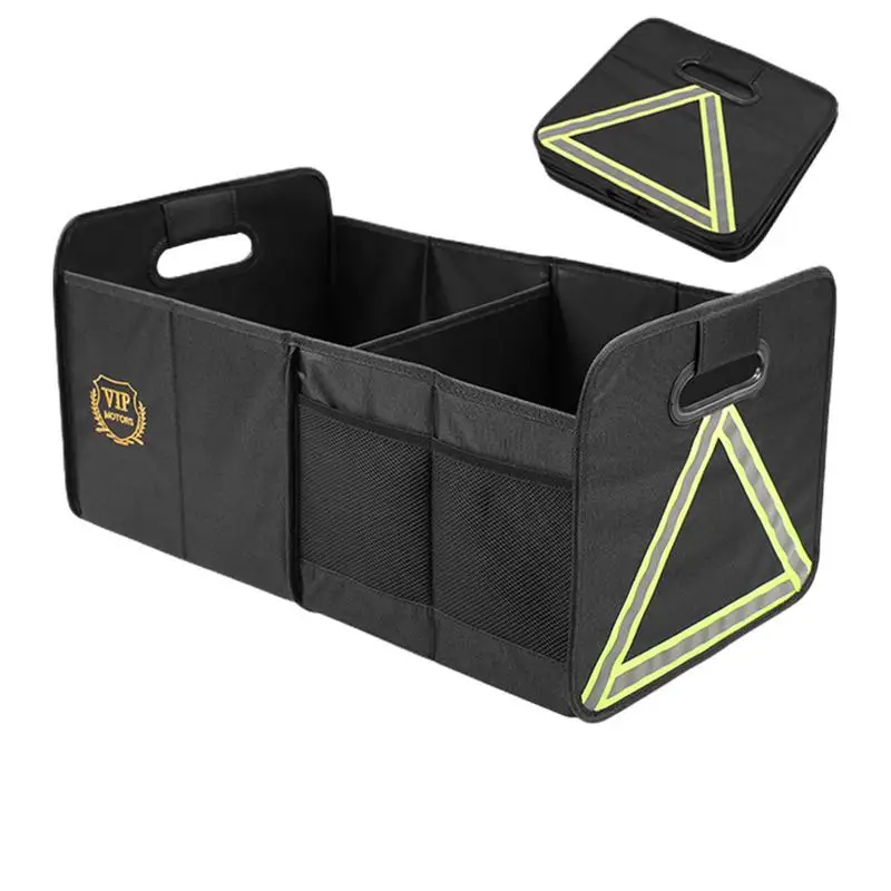 Foldable Trunk Storage Box 50L Divided Organizers With Large Capacity Space-Saving Organizer For Vehicle Oxford Cloth Box