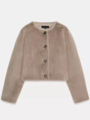 أوائل الخريف طويلة Sve جولة Ne ort Jaet تأثير الفراء الاصطناعي زر إغلاق المرأة السائق معطف منتصف العام جمع #5