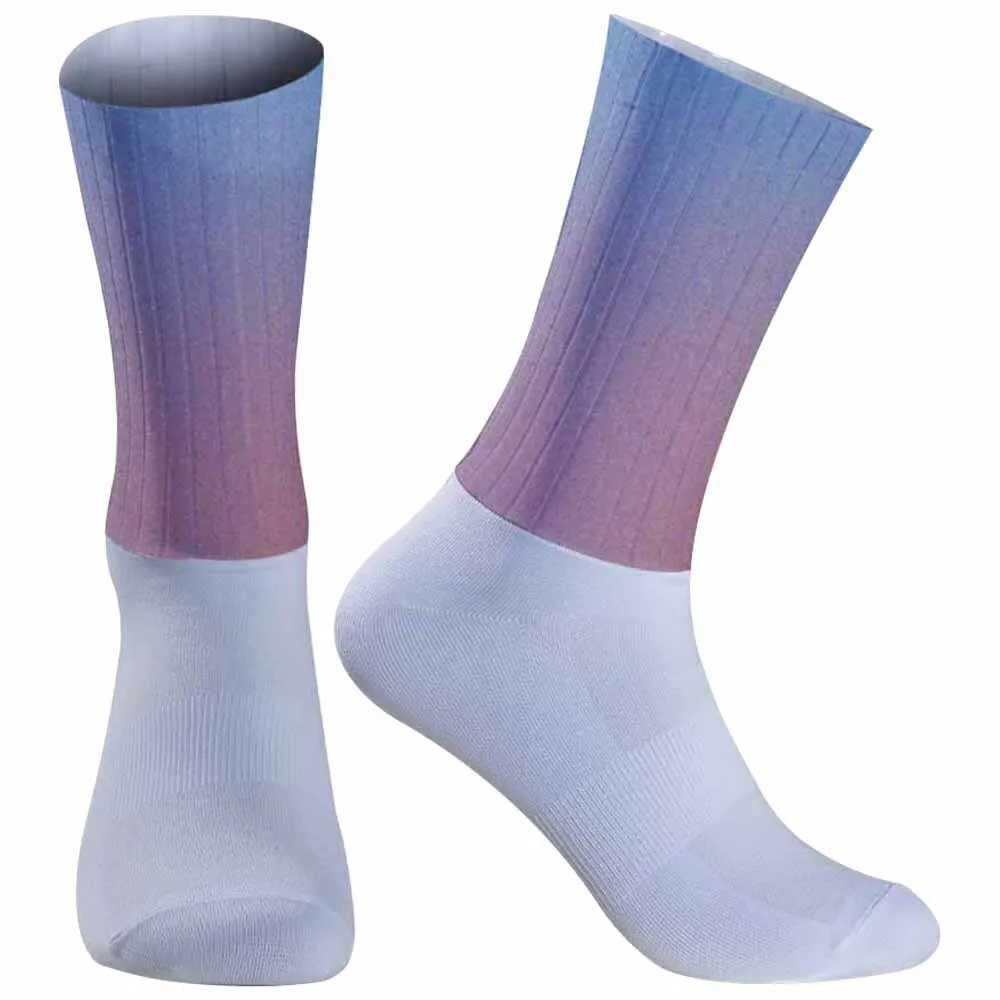 Professional Compression Cycling Socks Breathable Road Bicycle Socks 2024 New Outdoor Sports Socks Blue Purple patterned socks