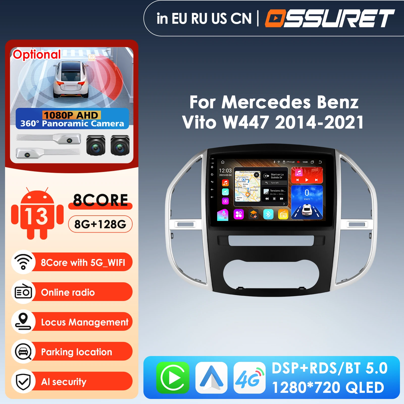 

Hizpo 10.1 inch 7862 Car Intelligent Screen Android Car Radio for Mercedes Benz Vito W447 2014 - 2021 Navigation GPS Carplay 4G