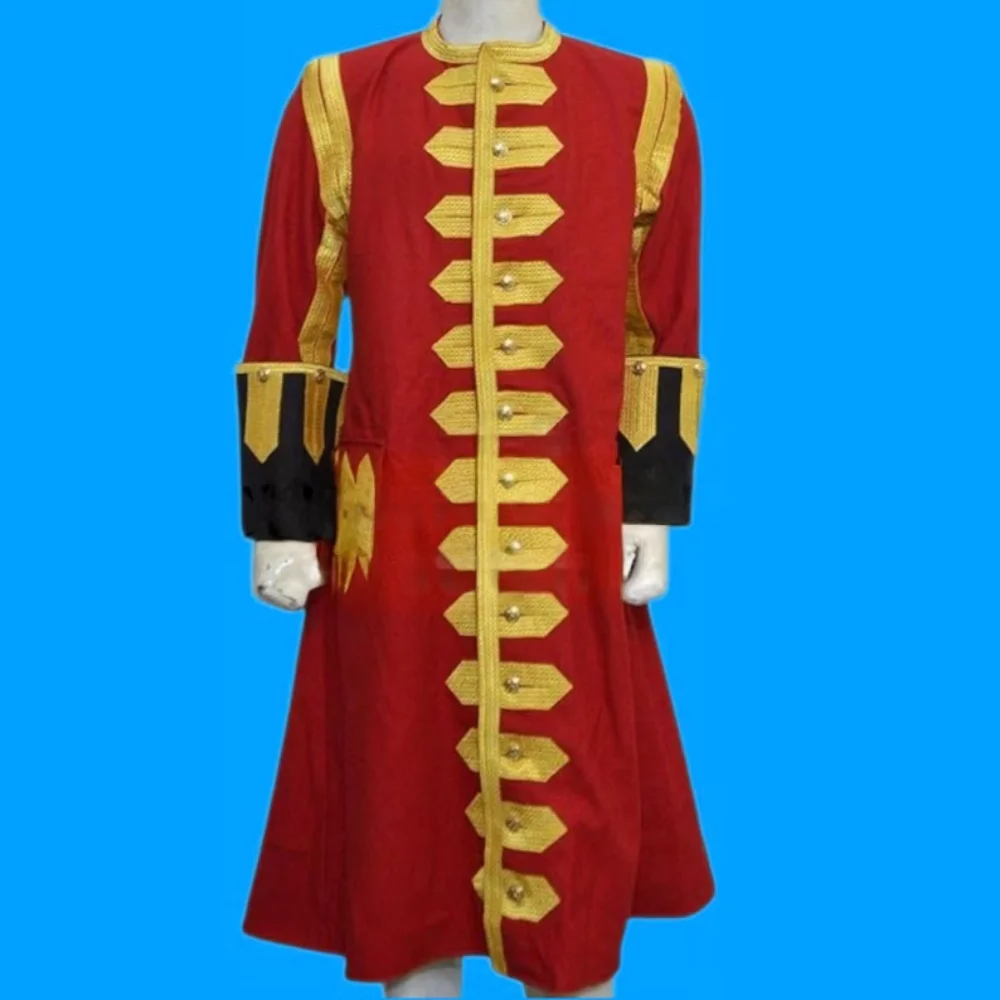 

Napoleonic Red Tuxedo Victorian Elizabethan King's Guard Soldier Coat Renaissance Military Jacket Uniform Historical Reenactment