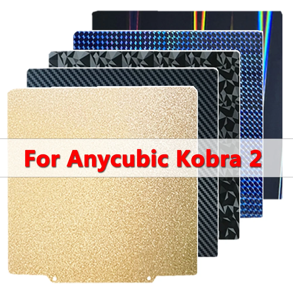 

PEI Sheet For Anycubic Kobra 2/Kobra 2 Pro/ Kobra 2 Neo Build Plate PEO PET Carbon Fiber Spring Steel Sheet for Artillery Genius