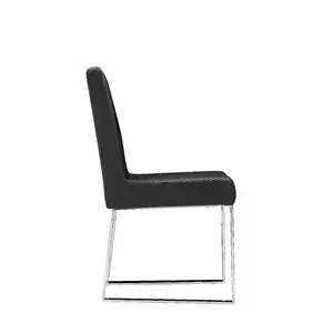 European Style Black Chair PU Leather Electroplated Stainless Steel Legs Green Modern Living Room Bow-shaped Dining Chair