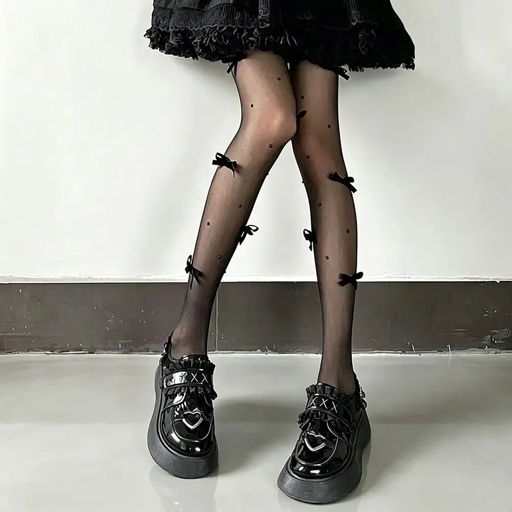 Sweet Butterfly Knot Pearl Stockings Pearl Embroidery Velvet Bow Pantyhose Breathable Fabric Leg Shaping Tights Women's Wear