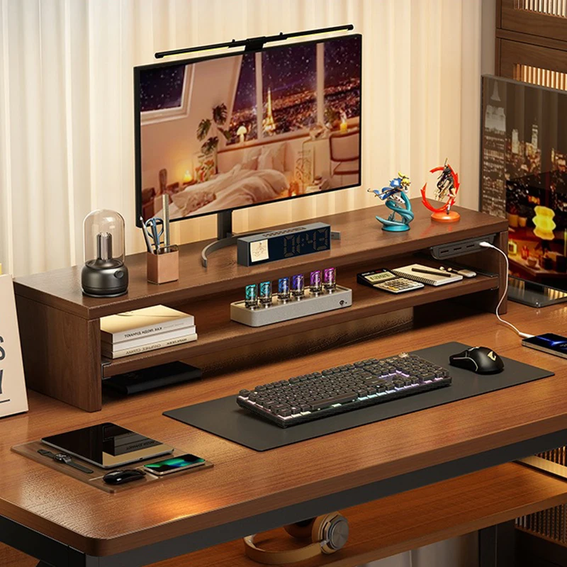 Desktop Computer Height Increasing Stand with USB Interface Display Elevated Racks Storage Drawer Computer Height Rise Rack