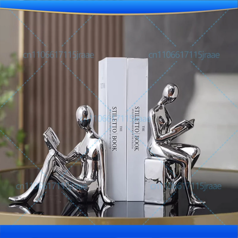 Reader Character Ceramic Statue Library Bookshelves Bookend Creative Crafts Ornament Figures Sculpture Room Aesthetic Decor