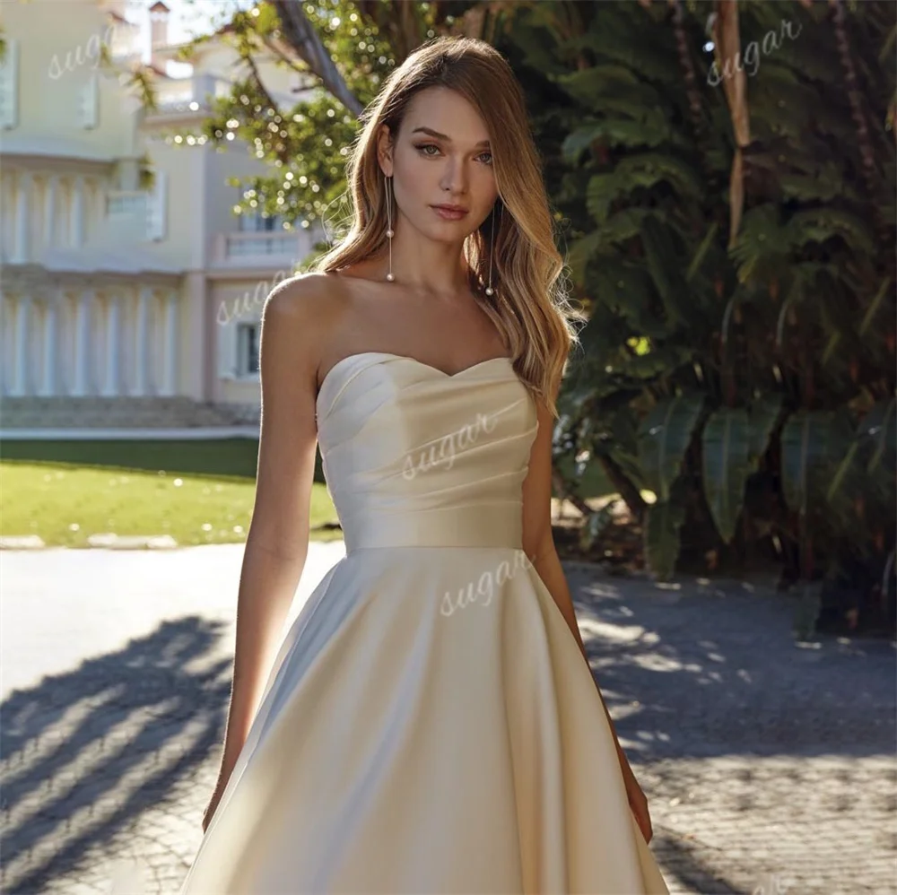 Vestido de casamento gracioso fora do ombro com mangas destacáveis, vestido de noiva vintage, cetim A-line, longo manto de noiva, 2024