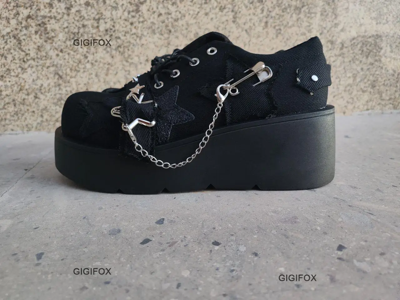 GIGIFOX-zapatos de cuña con plataforma para mujer, calzado con cordones, estilo Rock, Mary Jane, Y2k, para primavera y otoño