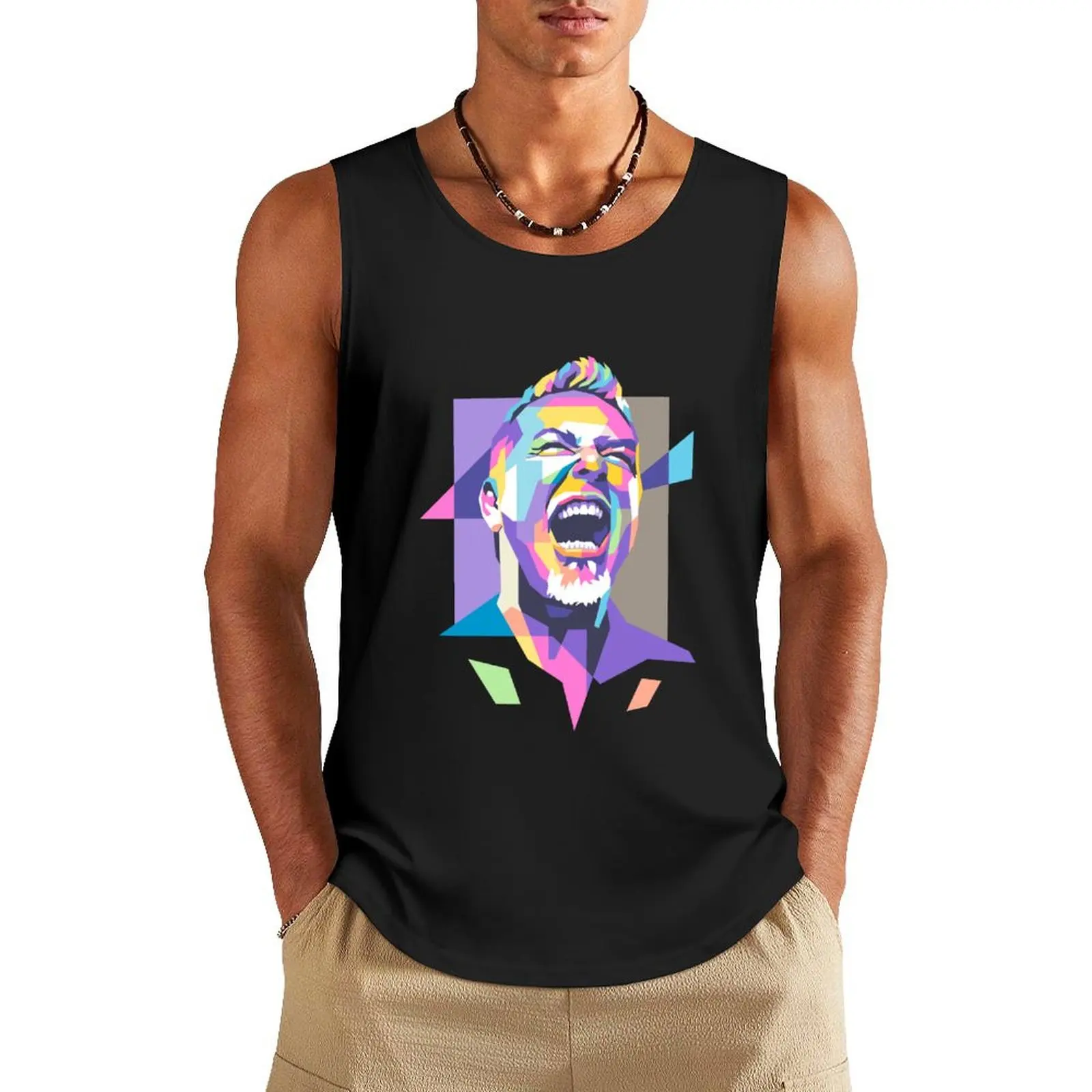 James Hetfield in WPAP Tank Top bodybuilding t-shirts for Men's gym Sleeveless T-shirt Men's summer t-shirt