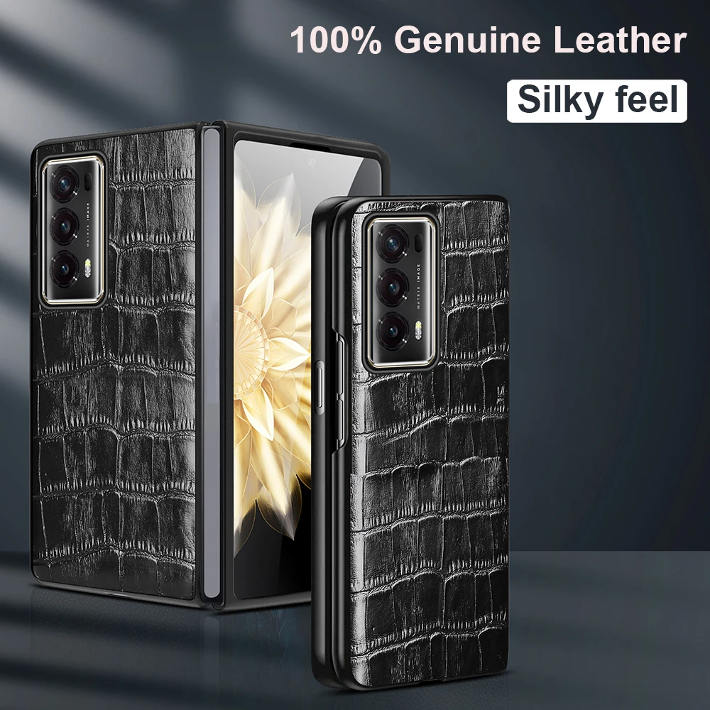 100% Genuine Leather Case for Honor Magic V2 V 2 Phone Case Crocodile pattern Shockproof Cover Camer protect Hard pc Skin Funda