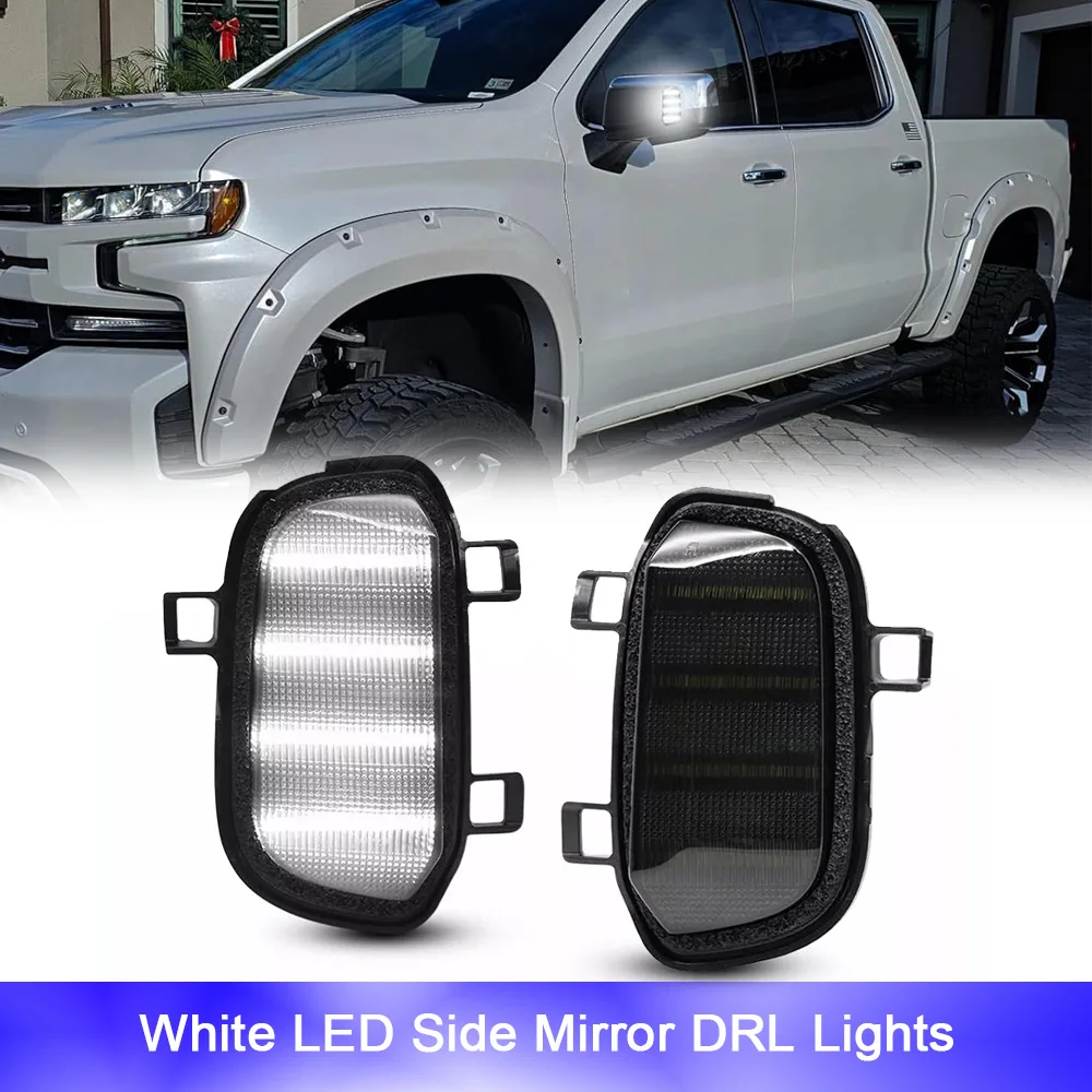 

6000K White LED Side Rearview Mirror Swing Marker Parking Lights No Error For GMC Sierra 1500 Chevrolet Silverado 1500 LTD DRL