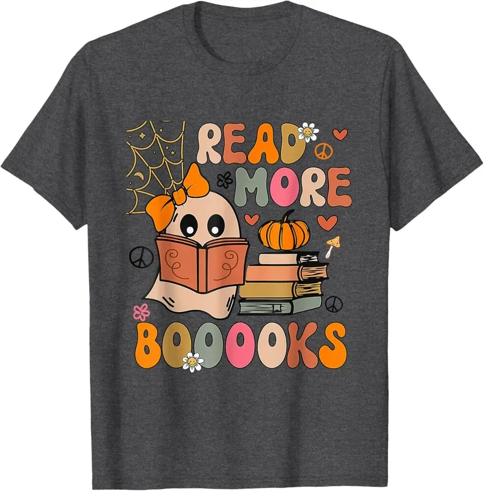 Cute Booooks Ghost Read More Books Funny Teacher Halloween T-Shirt