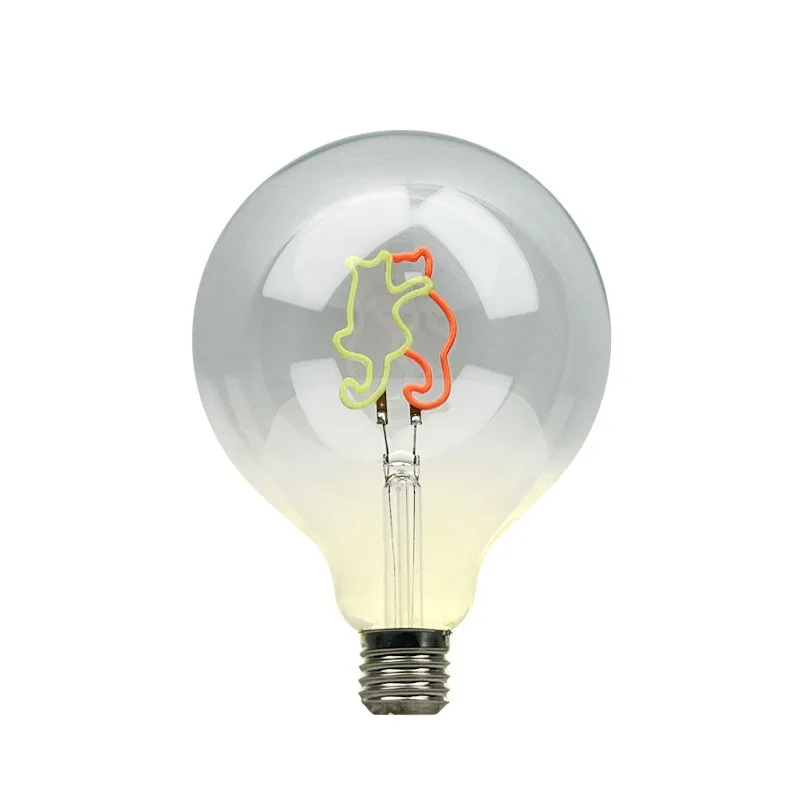 Edison Creative LED Bulb E27 G125 220V 4W-8W Dimmable Warm Color Love Cat Decoration Ambient Light Decorative Lighting