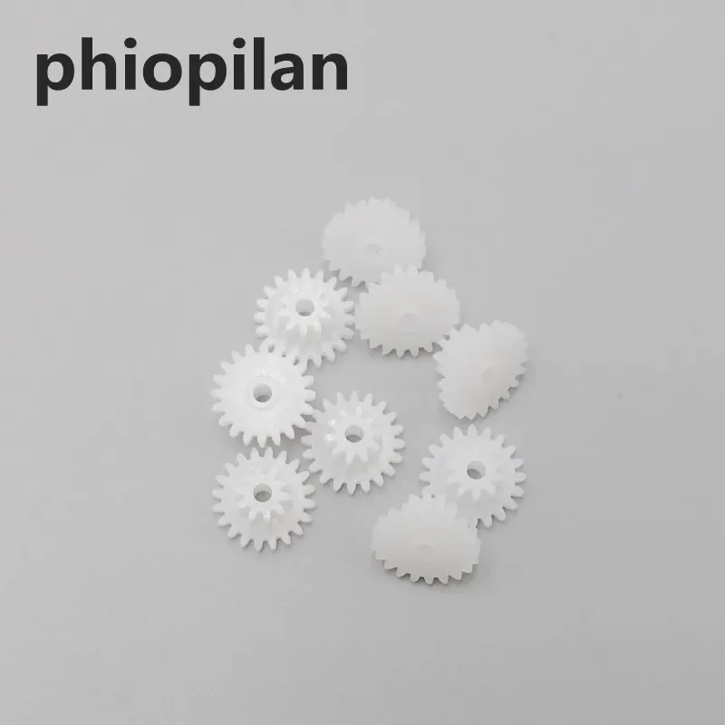 100pcs 2010-2A 20T 10T 0.5m dia=1.95mm fit to 2mm optical axis 0.5 modulus double plastic gear reduction gear toy gear box