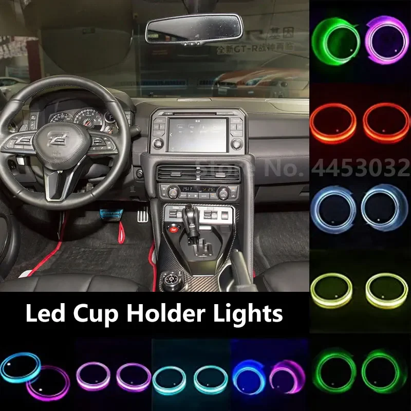 1 PCS Led Cup Holder Lights For Nissan Kicks Micra X-trail T30 T31 Juke Coaster Decorative Lamps 7 Colors