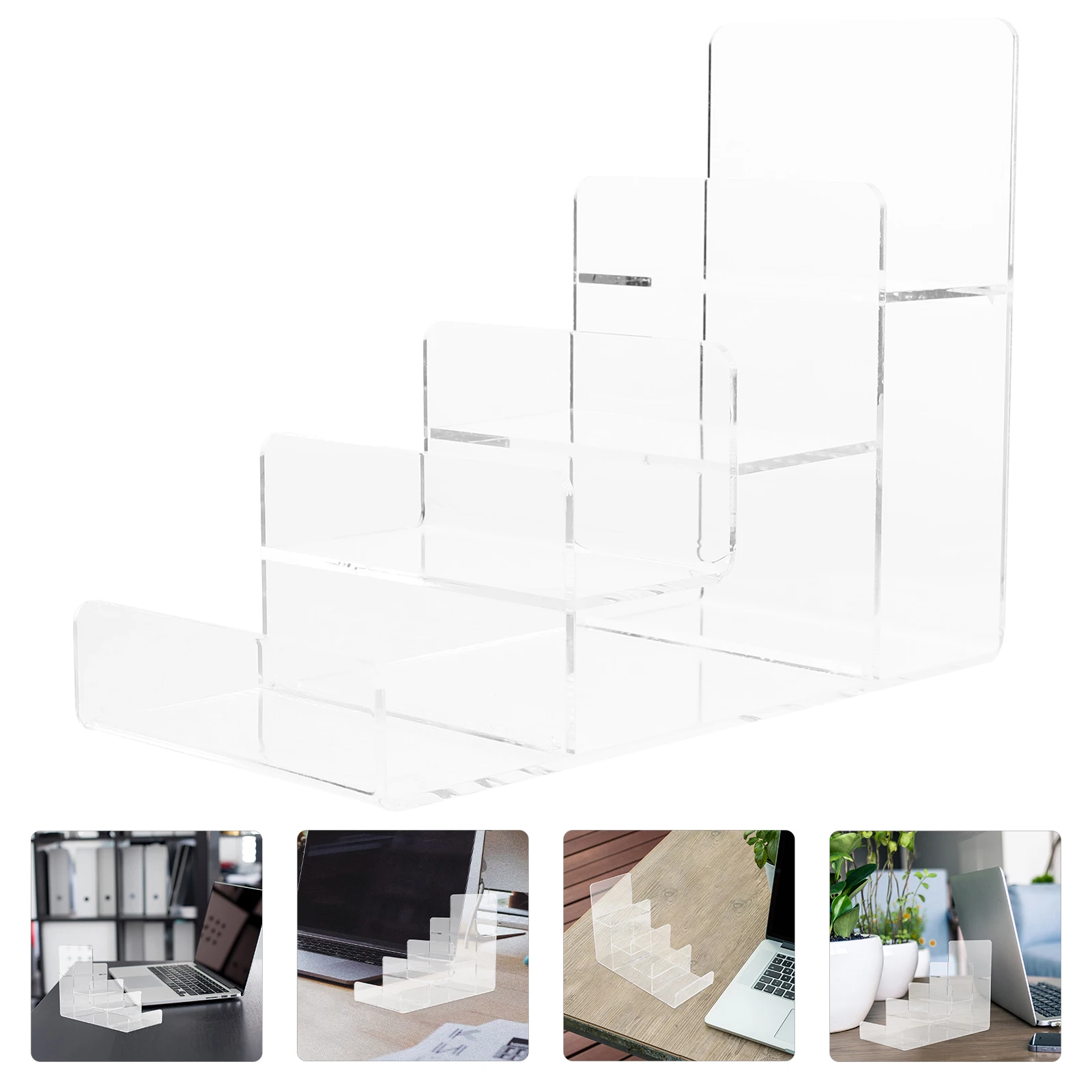 

4 Tier Clear Acrylic Display Shelf Riser Stand For Handbags Sunglasses Wallets Perfume Jewelry Purses Collectibles Display Rack