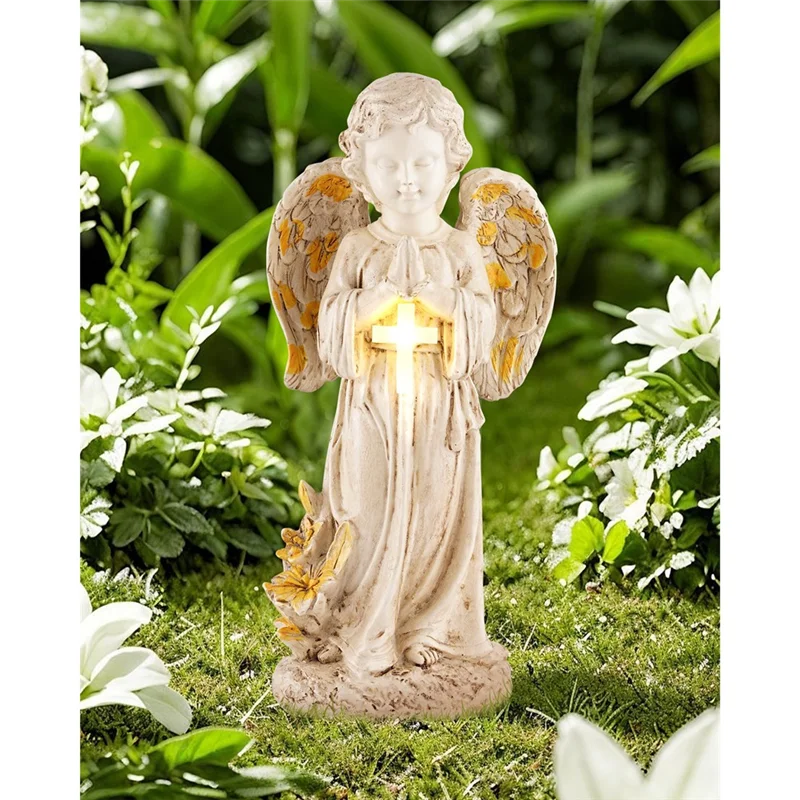 ABAE-Angel أضواء الشمسية في الهواء الطلق حديقة حديقة تماثيل الملاك للخارج 12 "الملاك التذكاري في الهواء الطلق للقبران ، الحدائق التذكارية