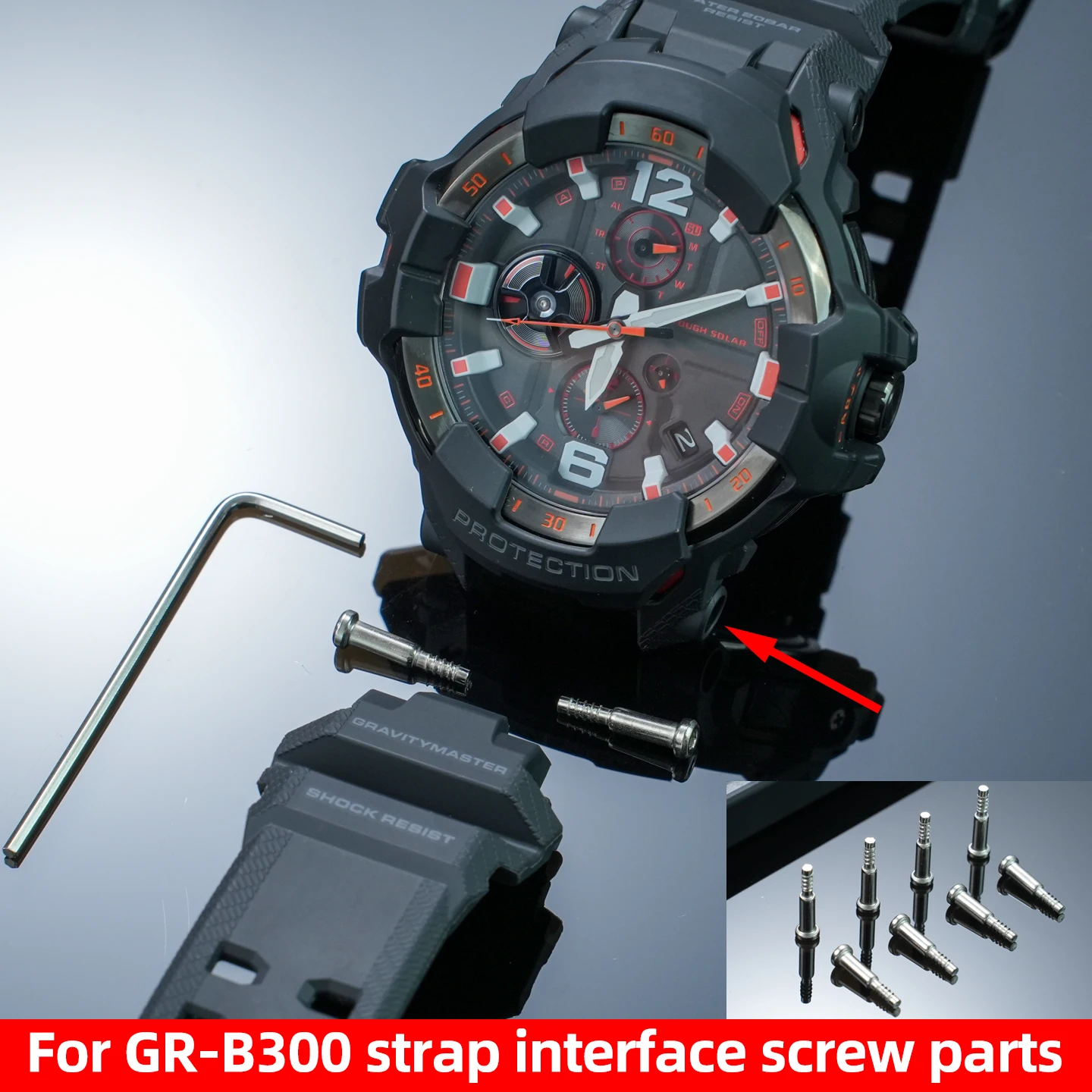 GR-B300 watch Accessories Steel watchband Screw Connecting Rod +Tool For G-SHOCK Casio GR-B300 Series Watch parts