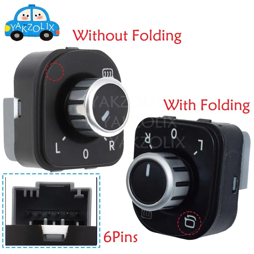 Car Mirror Control Switch Button With / Without Folding For Volkswagen Jetta Golf Passat B6 B7 CC Tiguan EOS MK5 Car Accessories