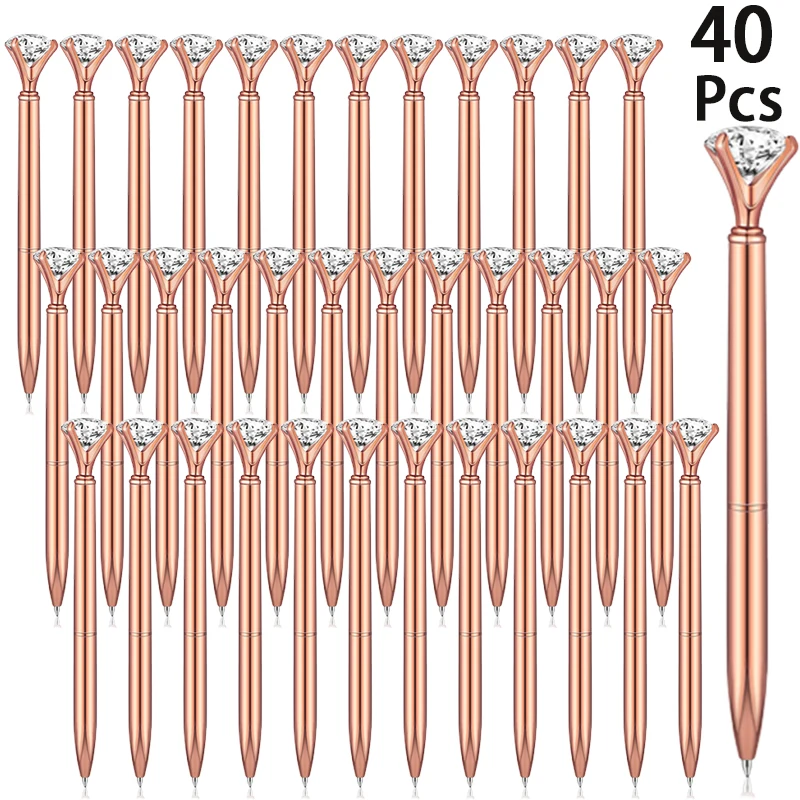 40Pcs Rose Golden Ballpoint Pens Diamond Ballpoint Pens Fancy Cute Crystal Pen Gift For Women Girls Gift