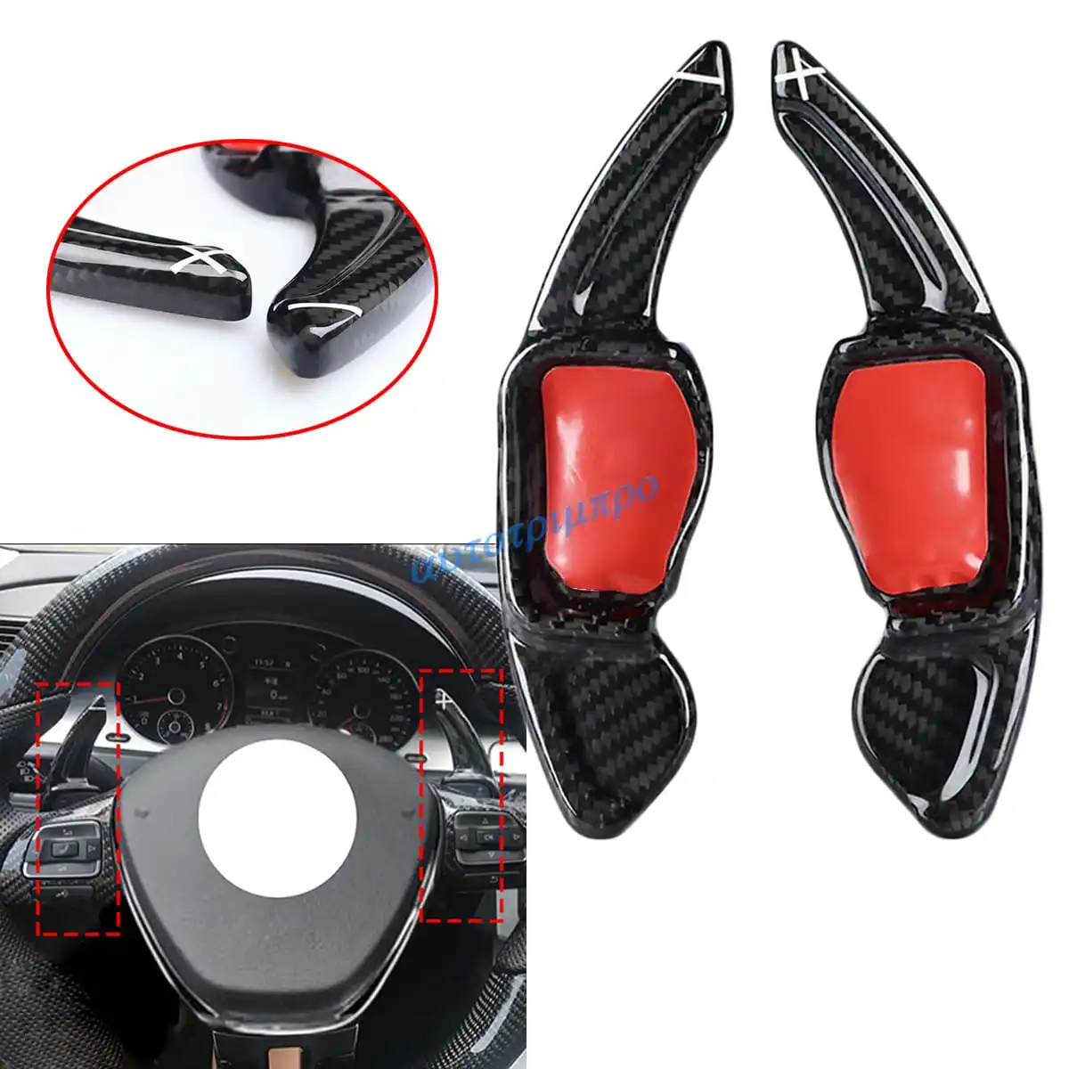 

Для Volkswagen VW Golf MK8 Passat Touareg Tiguan Atlas Arteon Teramont из углеродного волокна, черный удлинитель рулевого колеса