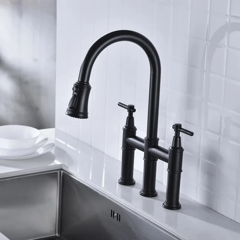 Matte black kitchen faucet spray shower  pull out shower kitchen  pull down faucet with spray shower kitchen tap