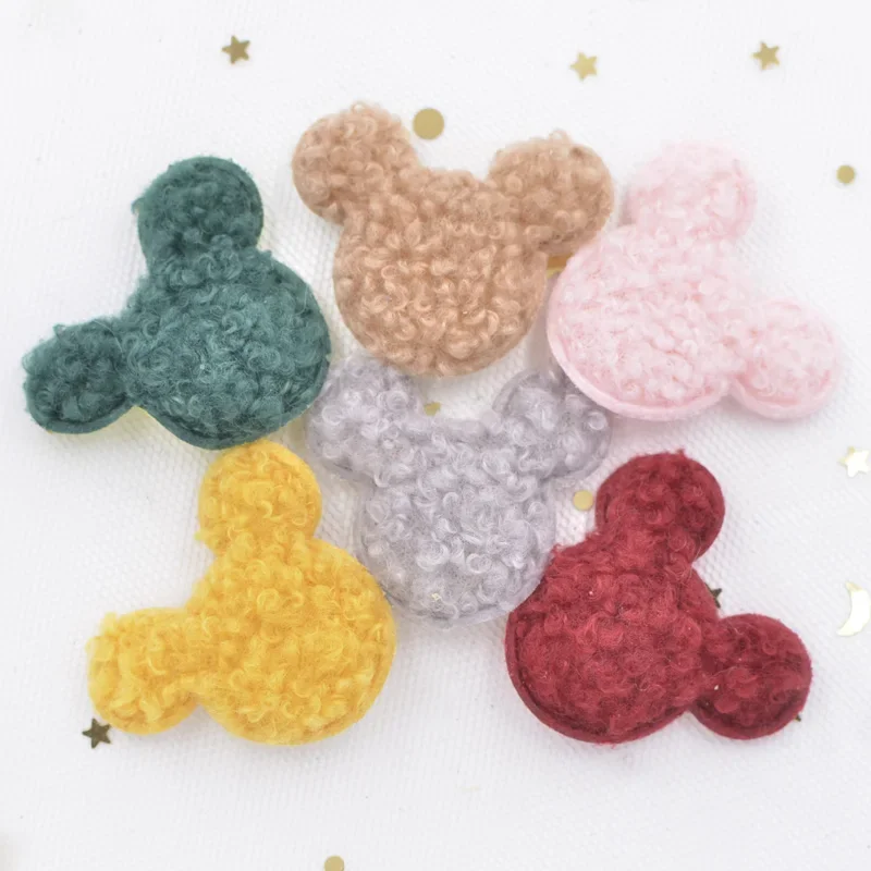 Puffy Soft Teddy Plush Padded Patches Cartoon Mouse Appliques for DIY Clothes, Crafts, Hat, Bag, Woolen Gloves, Socks Decor