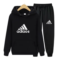 Men's and women's sports suit fashionable outdoor jogging hooded sweatshirt+pants set two-piece casual sweatshirt men's clothing