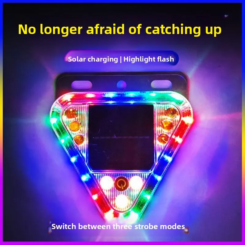 New LED Solar Warning Strobe Light for Cars Motorcycles Anti-Rear Collision Stop 12V Free Wires for Tail Width Indicator Lamps